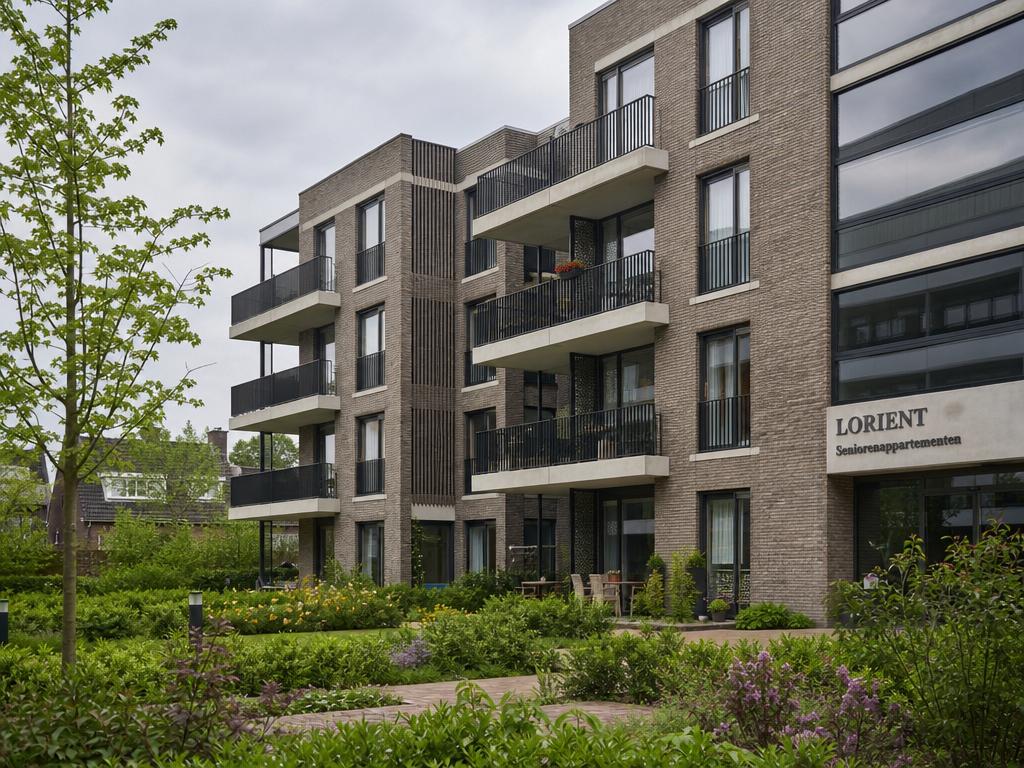 Modern seniorenappartementencomplex met balkons en groen
